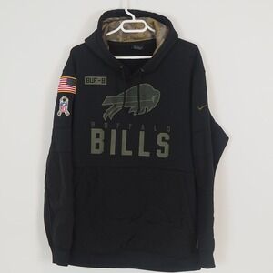 Buffalo Bills Salute to Service Hoodie Men's XXL Nike Dri-Fit On Field Patches